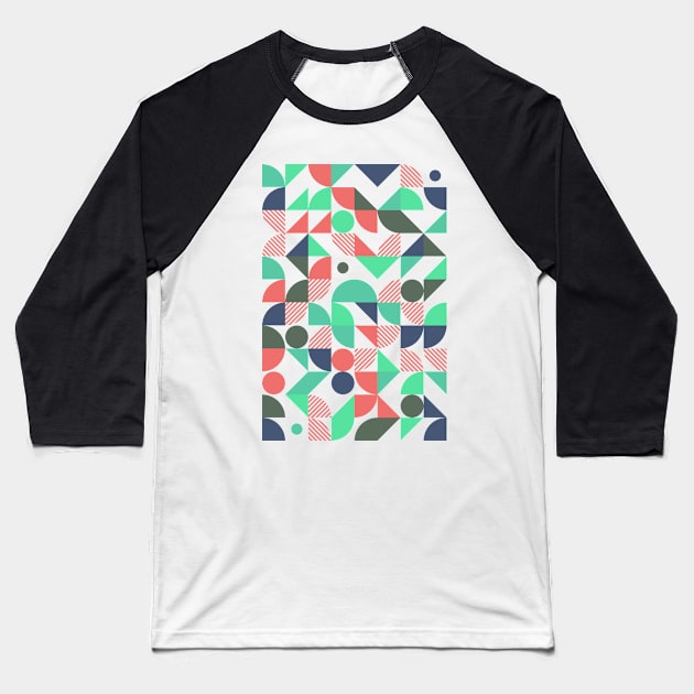 Colourful Geometric Animated Pattern Baseball T-Shirt by Trendy-Now